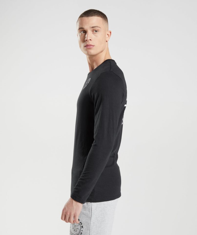 Men's Gymshark Legacy Long Sleeve T-Shirts Black | CA 7D516N